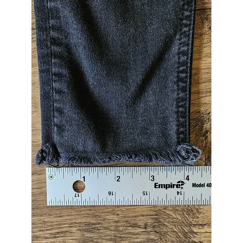 Rag & Bone Ankle Skinny Jeans Size 25 Black Raw Distressed Hem Stretch (24x25)